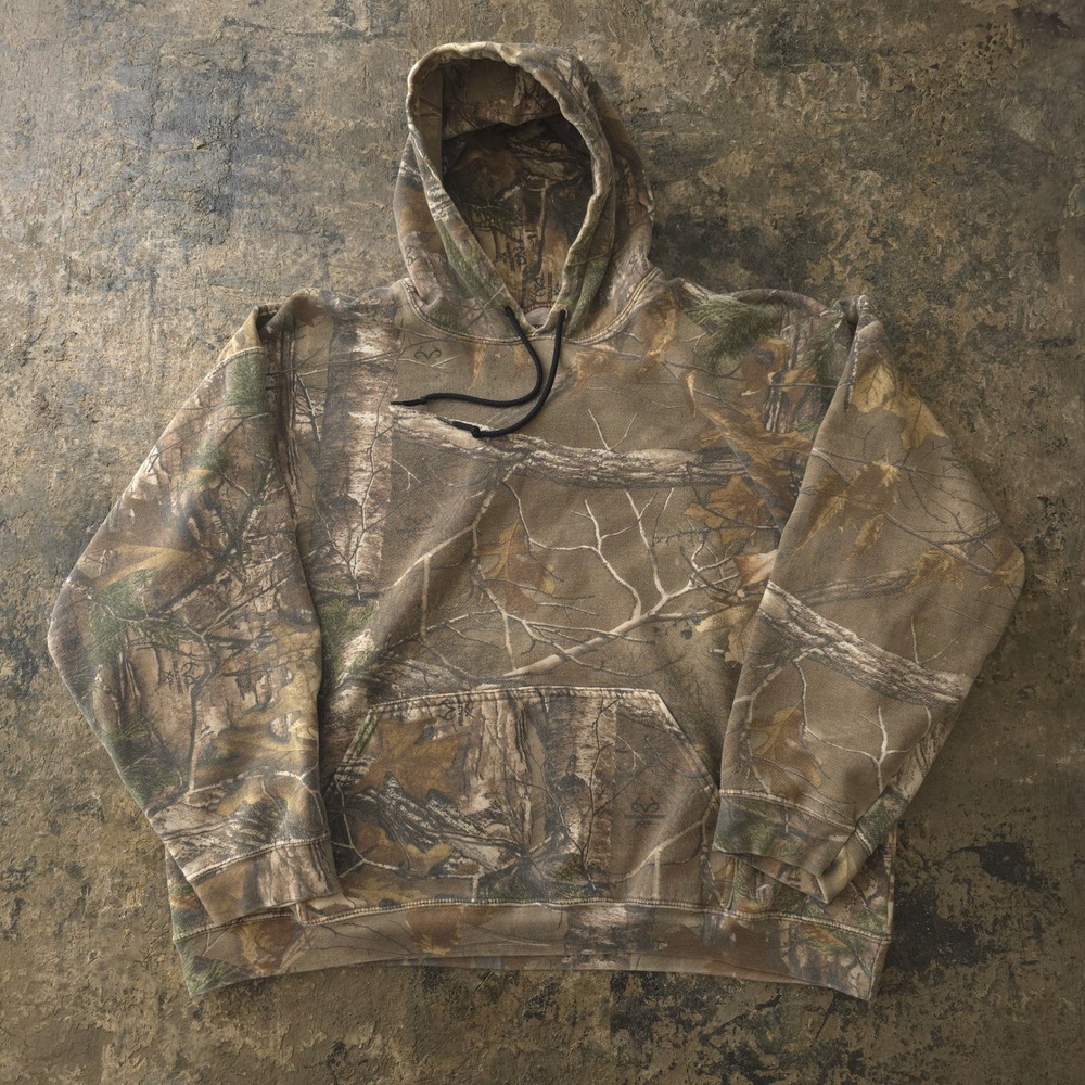 Realtree Camo Hoodie XL Brown Tree Bark Hunting Pullover